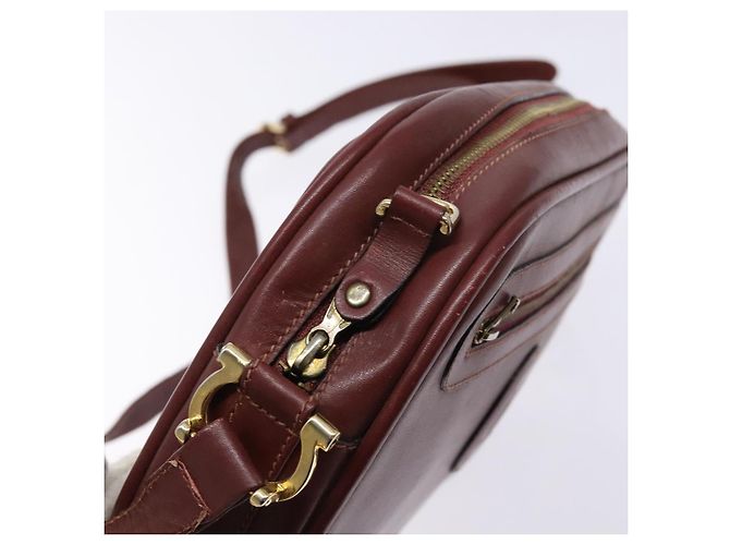 CARTIER Borsa a Spalla Must Line Pelle Bordeaux Oro Auth gh535 D'oro Bordò - vista 10