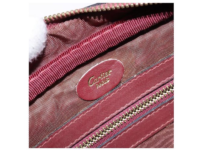CARTIER Borsa a Spalla Must Line Pelle Bordeaux Oro Auth gh535 D'oro Bordò - vista 11