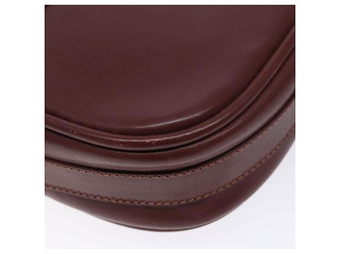 CARTIER Borsa a Spalla Must Line Pelle Bordeaux Oro Auth gh535 D'oro Bordò - vista 14