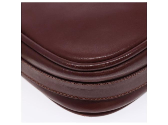 CARTIER Borsa a Spalla Must Line Pelle Bordeaux Oro Auth gh535 D'oro Bordò - vista 16