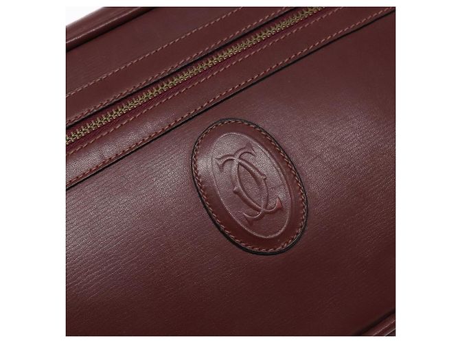 CARTIER Borsa a Spalla Must Line Pelle Bordeaux Oro Auth gh535 D'oro Bordò - vista 17
