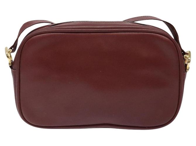 CARTIER Borsa a Spalla Must Line Pelle Bordeaux Oro Auth gh535 D'oro Bordò - vista 2