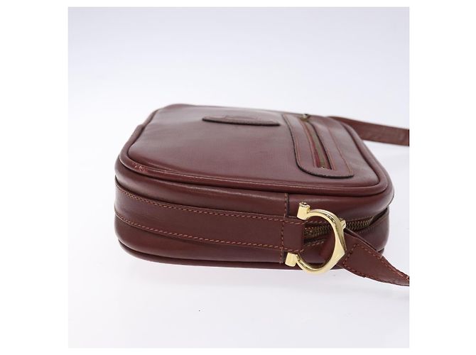 CARTIER Borsa a Spalla Must Line Pelle Bordeaux Oro Auth gh535 D'oro Bordò - vista 3