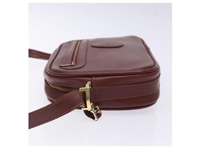 CARTIER Borsa a Spalla Must Line Pelle Bordeaux Oro Auth gh535 D'oro Bordò - vista 4