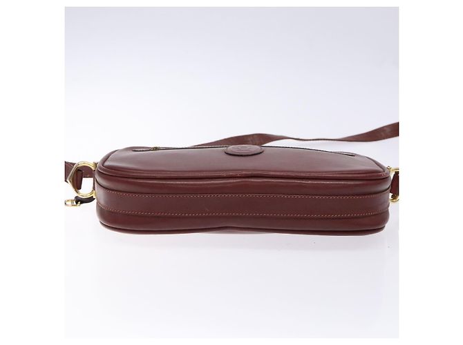 CARTIER Borsa a Spalla Must Line Pelle Bordeaux Oro Auth gh535 D'oro Bordò - vista 5