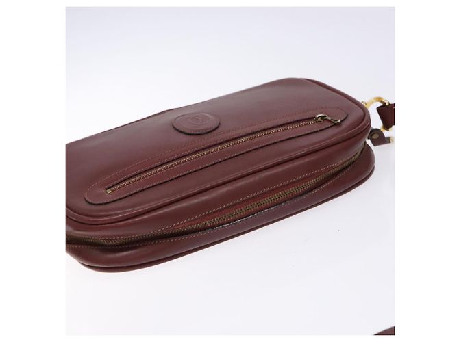 CARTIER Borsa a Spalla Must Line Pelle Bordeaux Oro Auth gh535 D'oro Bordò - vista 6