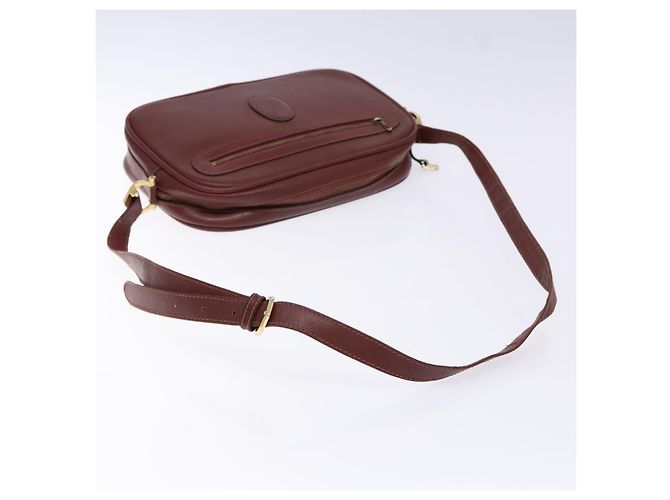 CARTIER Borsa a Spalla Must Line Pelle Bordeaux Oro Auth gh535 D'oro Bordò - vista 7