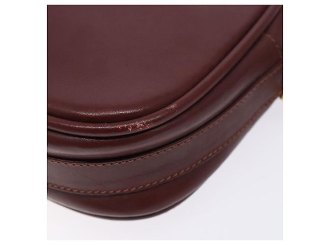 CARTIER Borsa a Spalla Must Line Pelle Bordeaux Oro Auth gh535 D'oro Bordò - vista 9