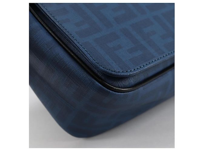 FENDI Zucca Canvas Schultertasche PVC Blau Silber Authentisch 135235M - Ansicht 14