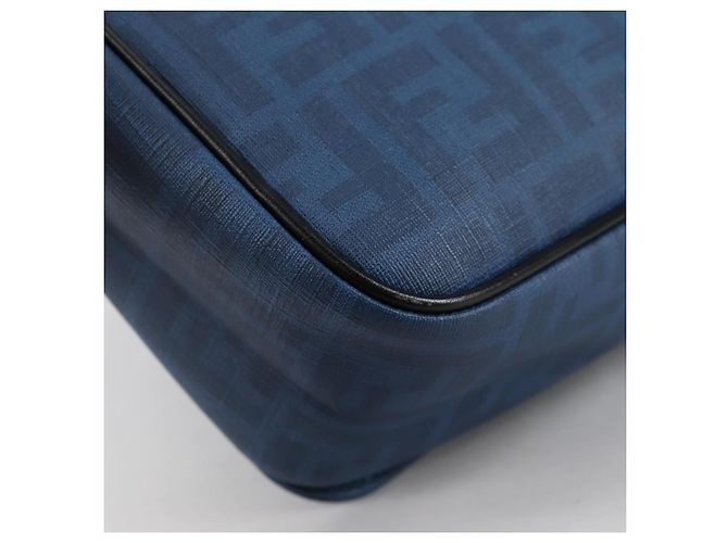 FENDI Zucca Canvas Schultertasche PVC Blau Silber Authentisch 135235M - Ansicht 16