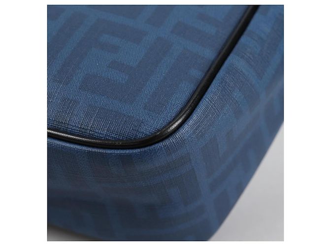 FENDI Zucca Canvas Schultertasche PVC Blau Silber Authentisch 135235M - Ansicht 17