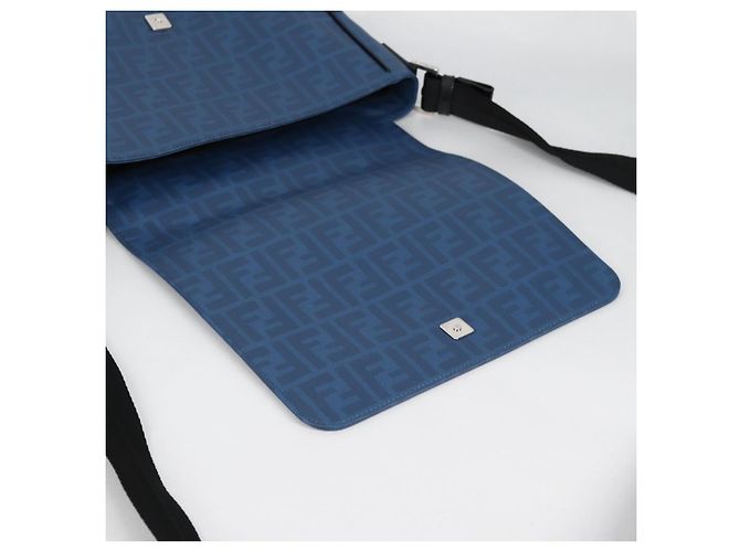 FENDI Zucca Canvas Schultertasche PVC Blau Silber Authentisch 135235M - Ansicht 18