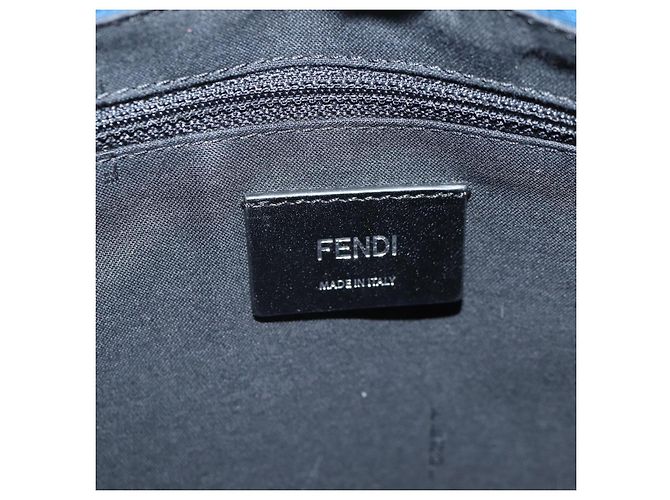 FENDI Zucca Canvas Schultertasche PVC Blau Silber Authentisch 135235M - Ansicht 19