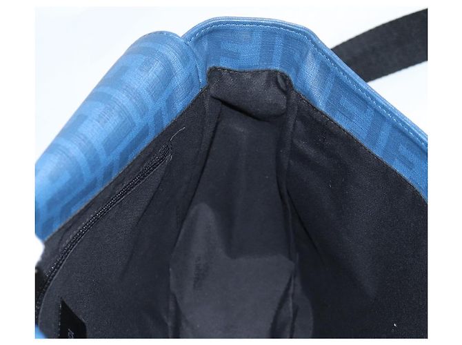 FENDI Zucca Canvas Schultertasche PVC Blau Silber Authentisch 135235M - Ansicht 20