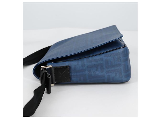 FENDI Zucca Canvas Schultertasche PVC Blau Silber Authentisch 135235M - Ansicht 3