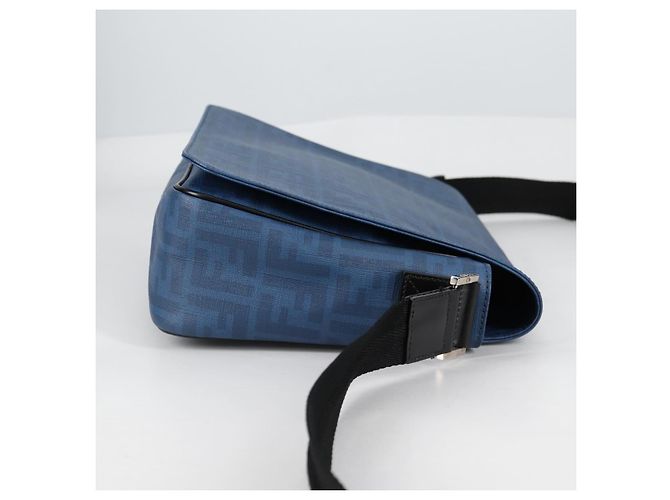 FENDI Zucca Canvas Schultertasche PVC Blau Silber Authentisch 135235M - Ansicht 4