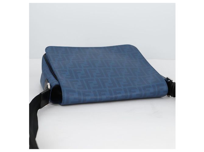 FENDI Zucca Canvas Schultertasche PVC Blau Silber Authentisch 135235M - Ansicht 6
