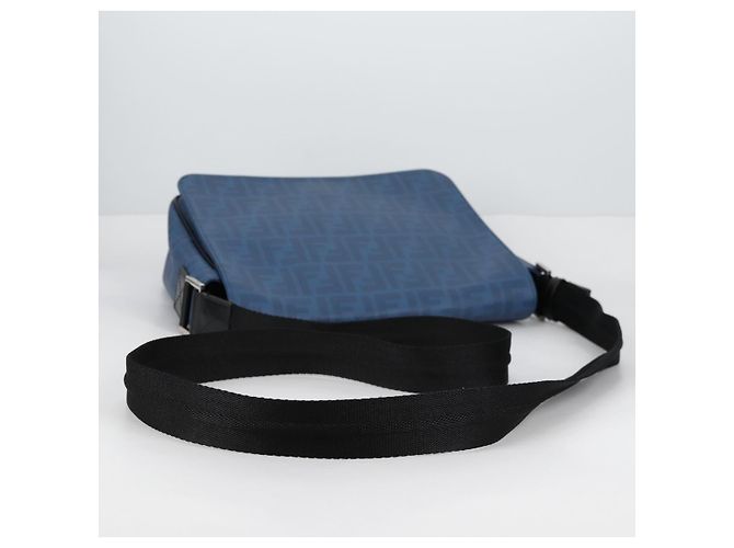 FENDI Zucca Canvas Schultertasche PVC Blau Silber Authentisch 135235M - Ansicht 7