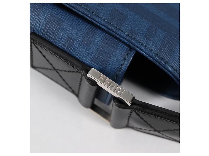 FENDI Zucca Canvas Schultertasche PVC Blau Silber Authentisch 135235M - Ansicht 9