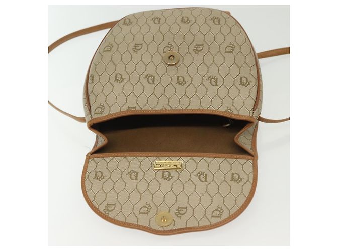 Borsa a spalla in tela a nido d'ape PVC beige oro Auth BA5504 Christian Dior - vista 10