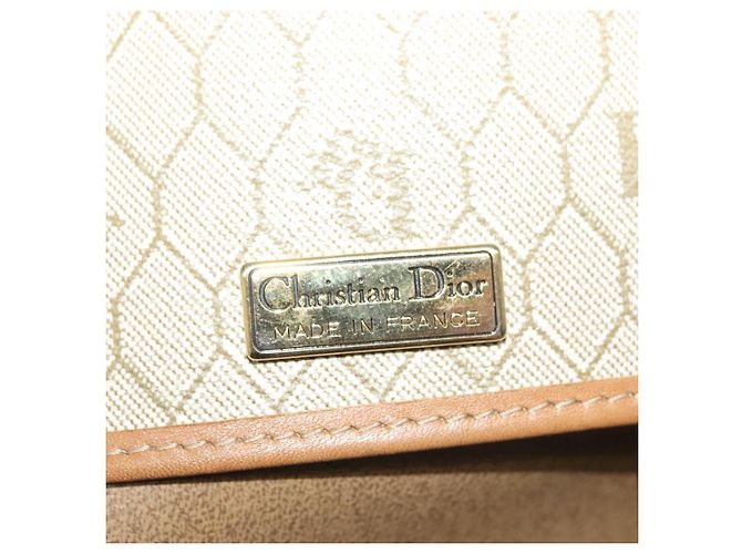 Borsa a spalla in tela a nido d'ape PVC beige oro Auth BA5504 Christian Dior - vista 11