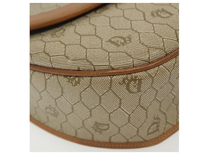 Borsa a spalla in tela a nido d'ape PVC beige oro Auth BA5504 Christian Dior - vista 14