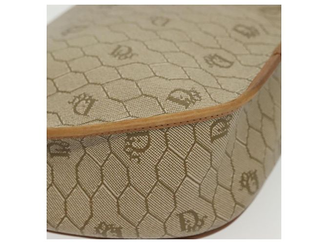 Borsa a spalla in tela a nido d'ape PVC beige oro Auth BA5504 Christian Dior - vista 16