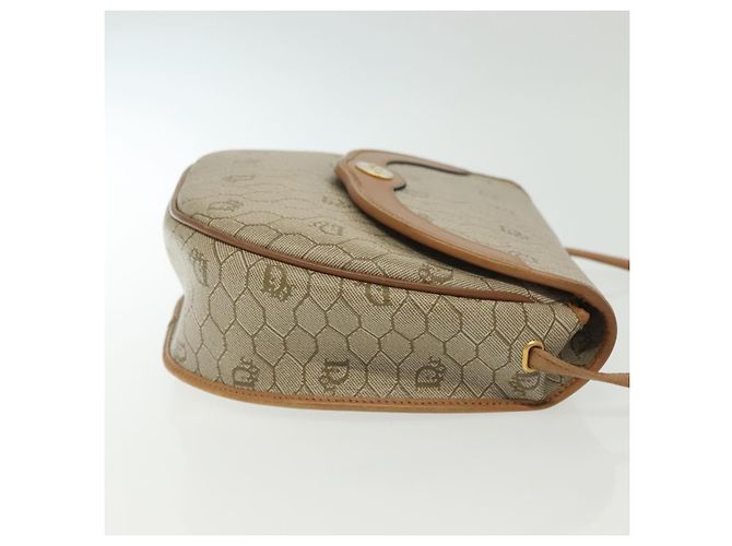 Borsa a spalla in tela a nido d'ape PVC beige oro Auth BA5504 Christian Dior - vista 3