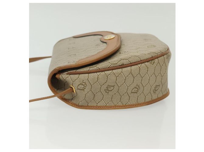 Borsa a spalla in tela a nido d'ape PVC beige oro Auth BA5504 Christian Dior - vista 4