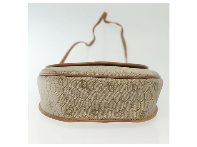 Borsa a spalla in tela a nido d'ape PVC beige oro Auth BA5504 Christian Dior - vista 5