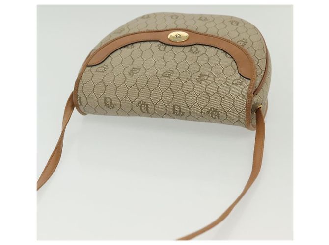 Borsa a spalla in tela a nido d'ape PVC beige oro Auth BA5504 Christian Dior - vista 6