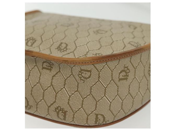 Borsa a spalla in tela a nido d'ape PVC beige oro Auth BA5504 Christian Dior - vista 9