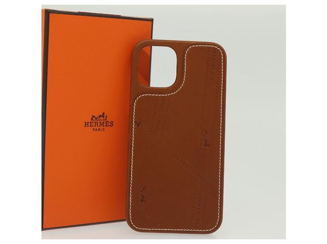 Hermès HERMES Custodia per iPhone 12 & 12 Pro Custodia per iPhone Pelle Marrone Auth BA5561 - vista 12