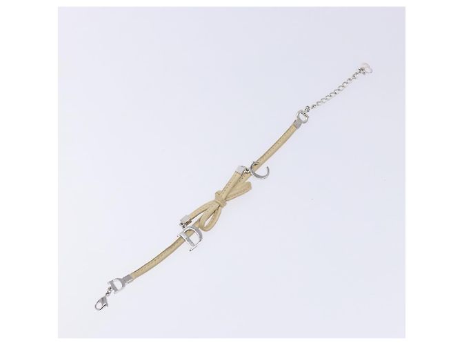 Bracciale in pelle beige Christian Dior Auth am8986 - vista 2