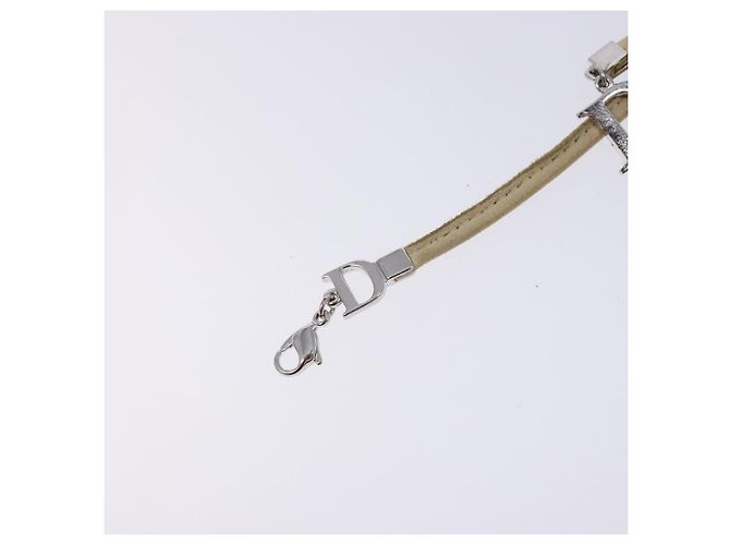 Bracciale in pelle beige Christian Dior Auth am8986 - vista 3