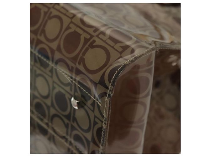 Borsa Tote Salvatore Ferragamo in vinile marrone Auth BA5417 - vista 14