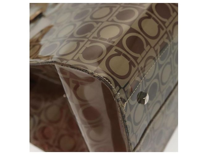 Borsa Tote Salvatore Ferragamo in vinile marrone Auth BA5417 - vista 15