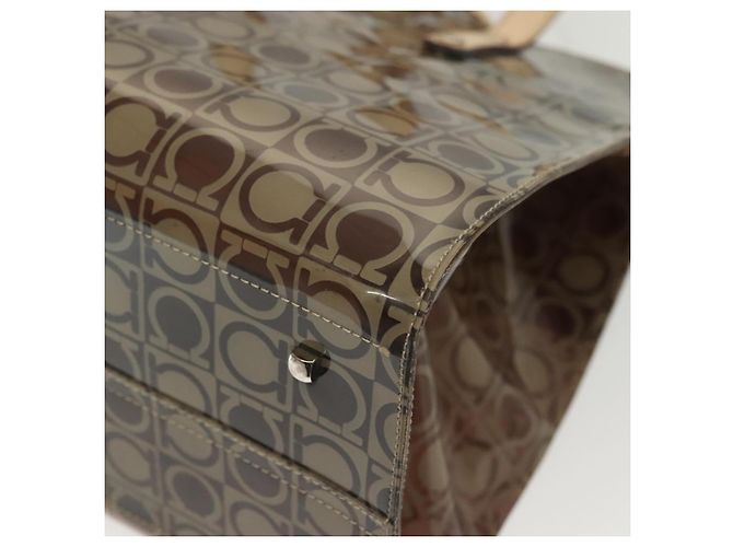 Borsa Tote Salvatore Ferragamo in vinile marrone Auth BA5417 - vista 16