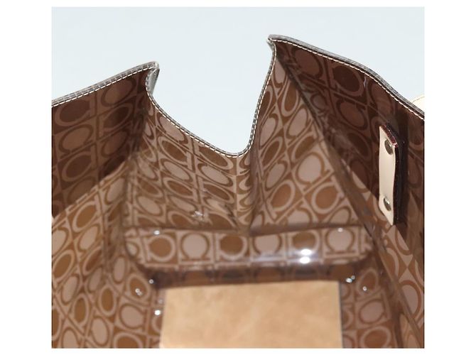 Borsa Tote Salvatore Ferragamo in vinile marrone Auth BA5417 - vista 17