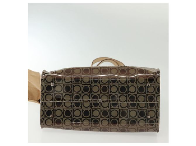 Borsa Tote Salvatore Ferragamo in vinile marrone Auth BA5417 - vista 5