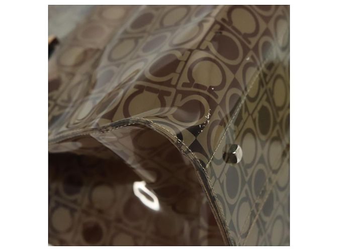 Borsa Tote Salvatore Ferragamo in vinile marrone Auth BA5417 - vista 9