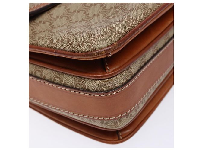 Céline Borsa a Spalla in Tela Macadam CELINE PVC Beige Oro Auth gh516 D'oro - vista 15