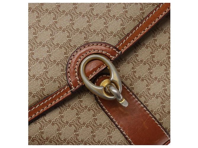 Céline Borsa a Spalla in Tela Macadam CELINE PVC Beige Oro Auth gh516 D'oro - vista 18