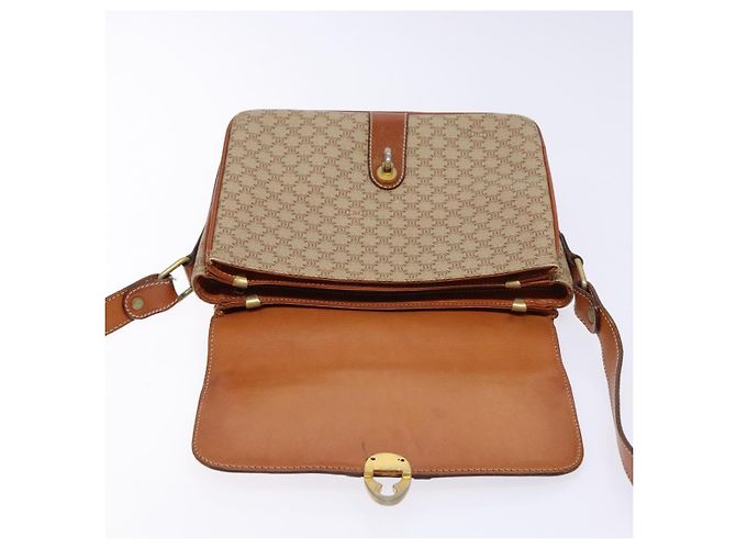 Céline Borsa a Spalla in Tela Macadam CELINE PVC Beige Oro Auth gh516 D'oro - vista 19