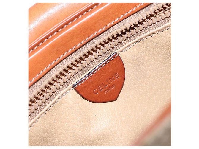 Céline Borsa a Spalla in Tela Macadam CELINE PVC Beige Oro Auth gh516 D'oro - vista 20