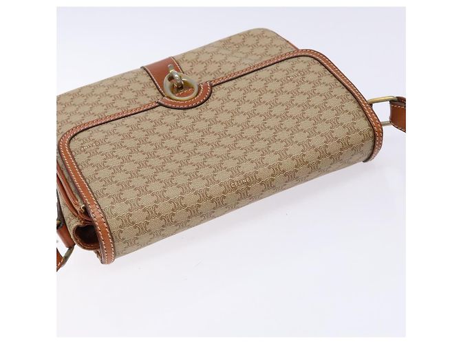 Céline Borsa a Spalla in Tela Macadam CELINE PVC Beige Oro Auth gh516 D'oro - vista 6