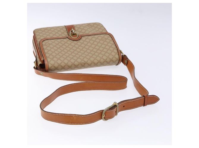 Céline Borsa a Spalla in Tela Macadam CELINE PVC Beige Oro Auth gh516 D'oro - vista 7