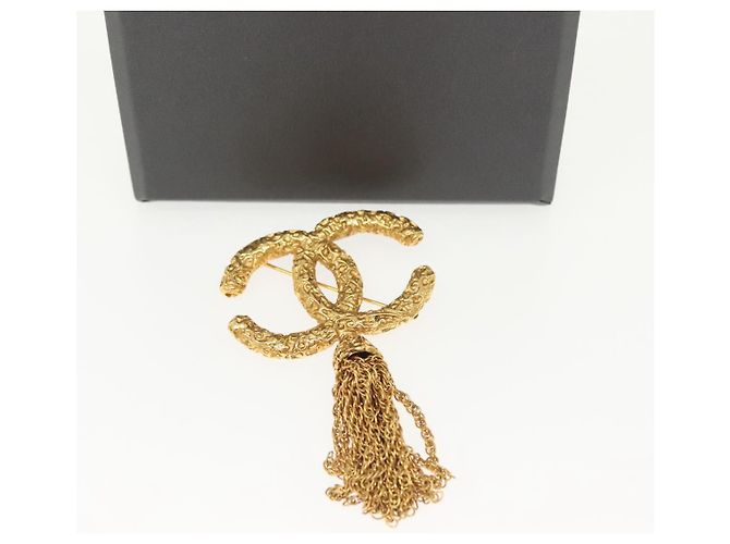 Spilla in metallo Gold CC Auth am8932V di CHANEL COCO Mark Lava Fringe D'oro - vista 10