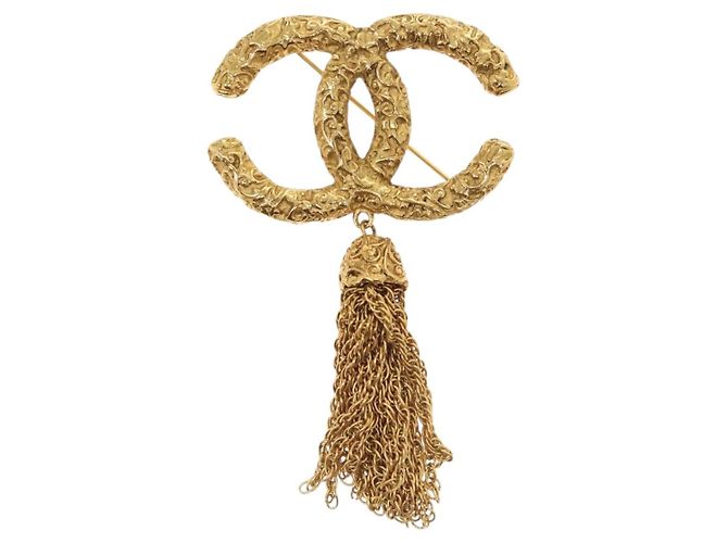 Spilla in metallo Gold CC Auth am8932V di CHANEL COCO Mark Lava Fringe D'oro - vista 2