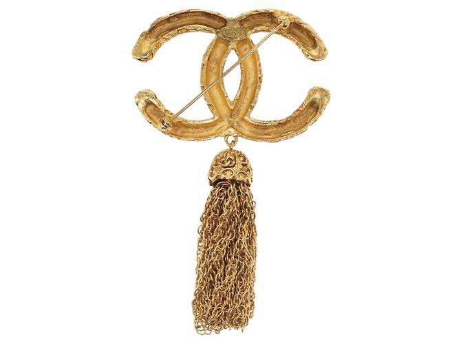 Spilla in metallo Gold CC Auth am8932V di CHANEL COCO Mark Lava Fringe D'oro - vista 3